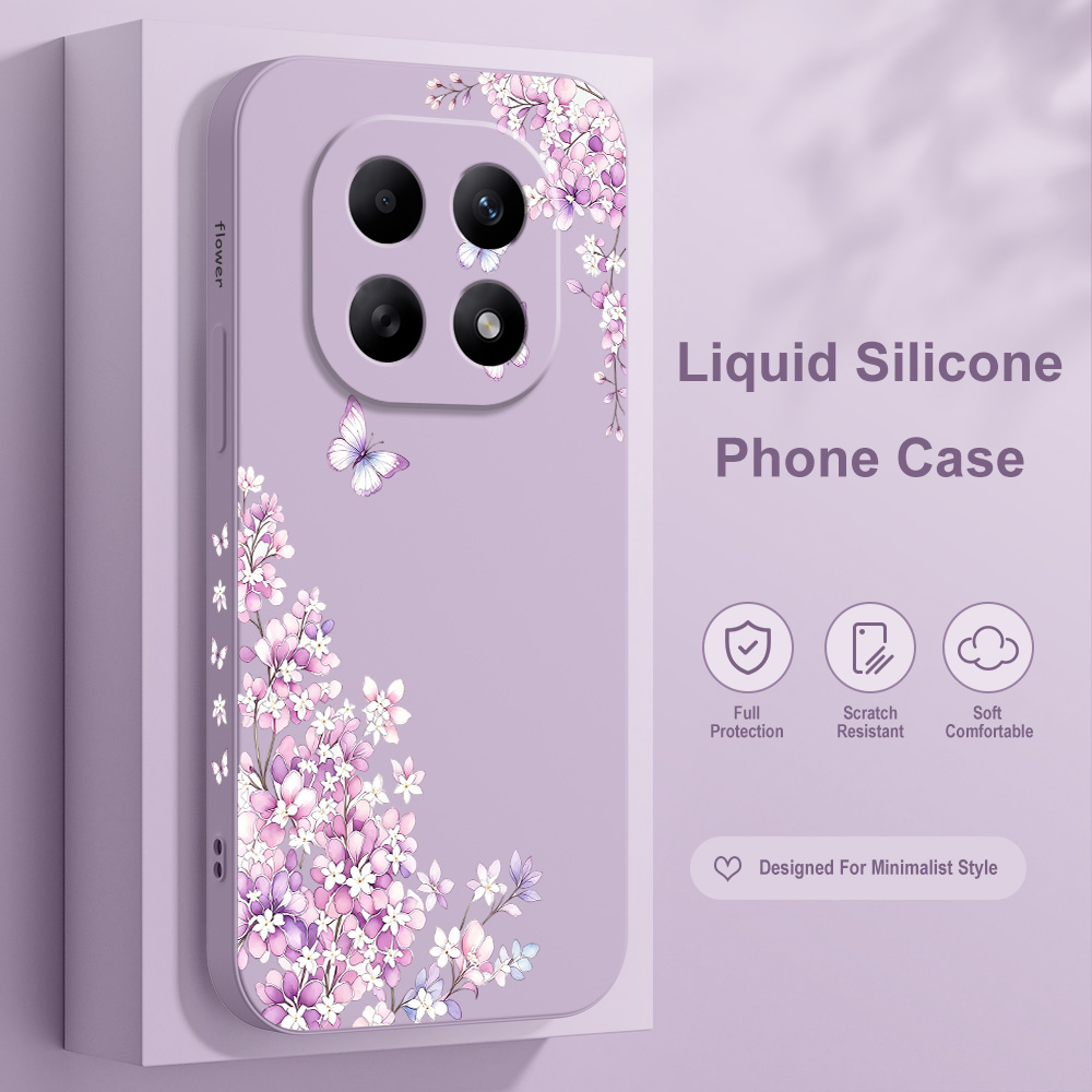 Xiaomi Redmi Note 13 - Custodia Morbida Floreale Viola per Xiaomi