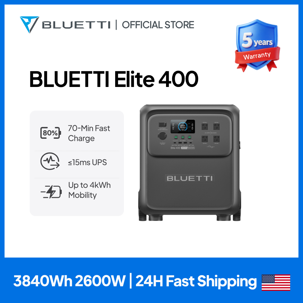 Solar Powered Charger - BLUETTI Elite 400 2600W 3840Wh Stazione